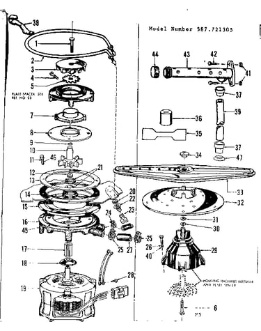 Motor, heater, and spray arm details