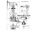 Kenmore 587721505 motor, heater, and spray arm details diagram