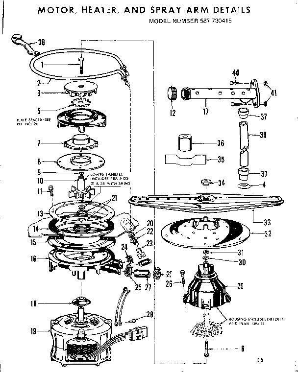 Motor, heater and spray arm details