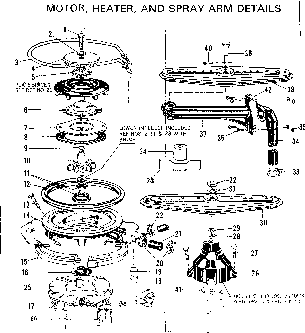 MOTOR, HEATER, AND SPRAYARM DETAILS