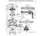 Kenmore 587733100 motor, heater, and sprayarm details diagram