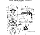 Kenmore 587733102 motor heater and spray arm details diagram