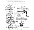 Kenmore 587733300 motor heater and spray arm details diagram