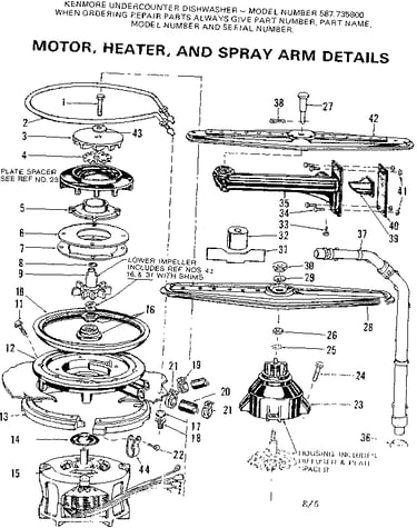 Motor, heater, and spray arm details