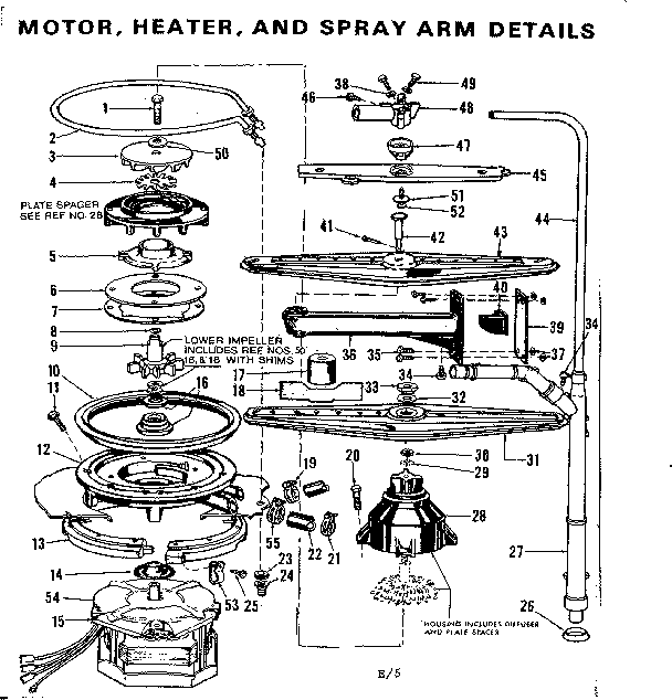 Motor,heater,& spray arm detail