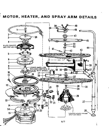 Motor,heater,& spray arm detail