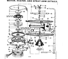 Kenmore 587736410 motor,heater,& spray arm detail diagram