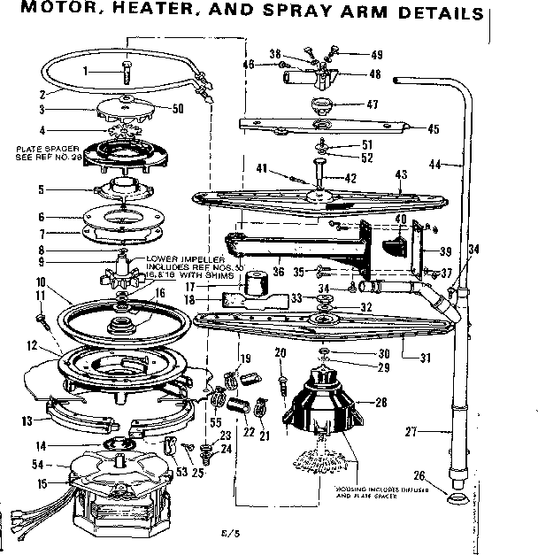Motor,heater,& spray arm detail