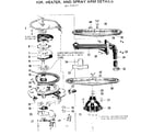 Kenmore 587736512 motor heater and spray arm details diagram