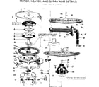 Kenmore 587736712 motor heater and spray arm details diagram