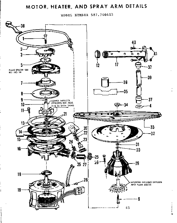 MOTOR, HEATER, & SPRAY ARM DETAILS