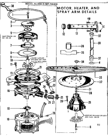 Motor, heater & spray arm details