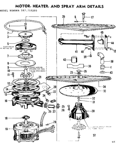 Motor, heater, and spray arm details