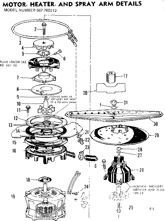 Motor, heater and spray arm details