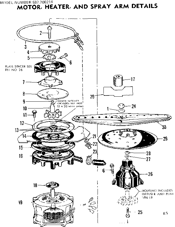 Motor, heater, and spray arm details