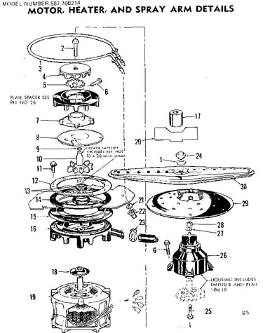 Motor, heater, and spray arm details