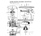 Kenmore 587760410 motor, heater and spray arm details diagram