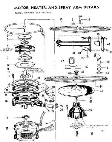 Motor, heater and spray arm details