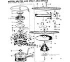 Kenmore 587760413 motor, heater and spray arm details diagram