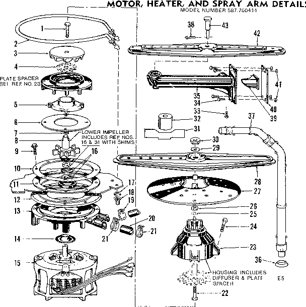 MOTOR, HEATER, AND SPRAY ARM DETAILS