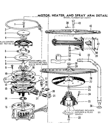 Motor, heater, and spray arm details