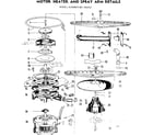 Kenmore 587760512 motor, heater & spray arm details diagram