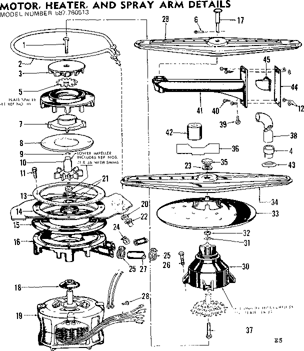 Motor, heater, and spray arm details