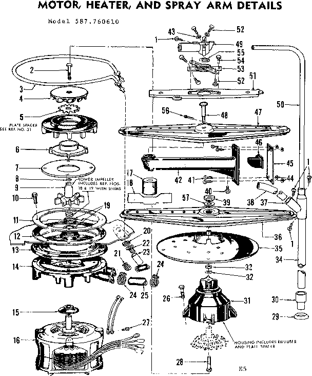 MOTOR, HEATER AND SPRAY ARM DETAILS