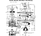 Kenmore 587760610 motor, heater and spray arm details diagram