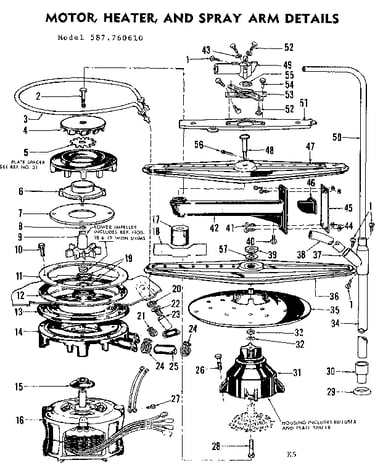 Motor, heater and spray arm details