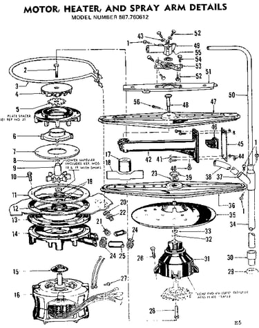 Motor, heater & spray arm details