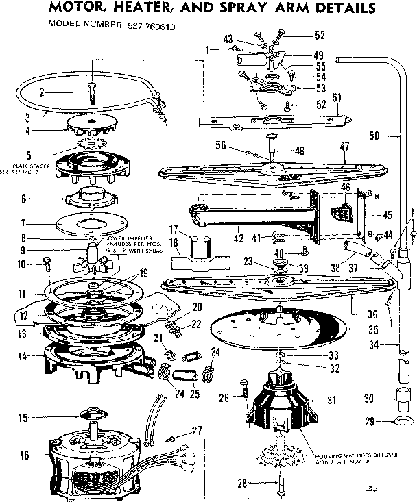 MOTOR, HEATER, AND SPRAY ARM DETAILS