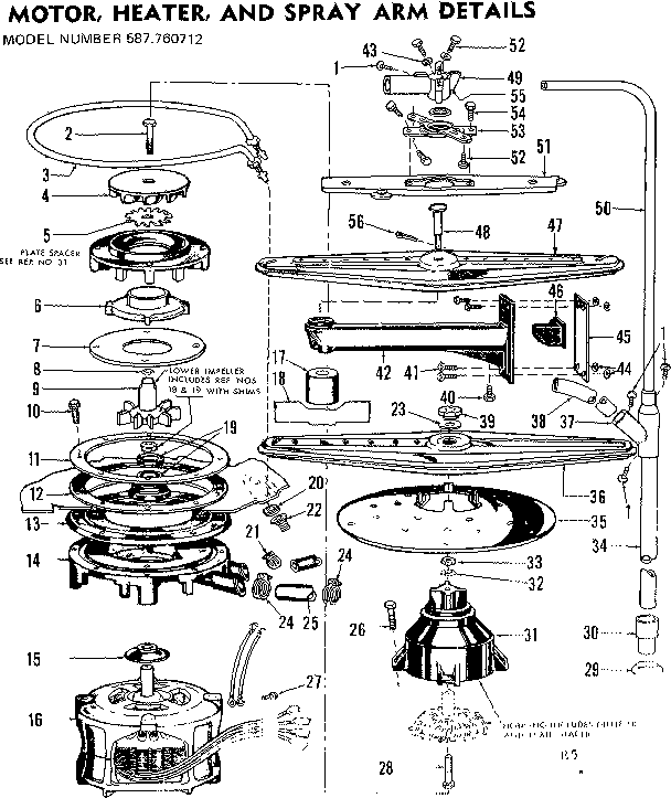 MOTOR, HEATER & SPRAY ARM DETAILS