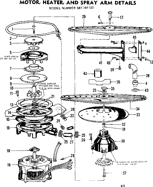 Motor, heater and spray arm