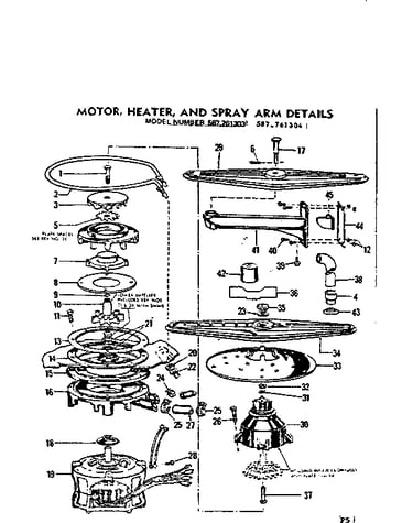 Motor, heater, and spray arm