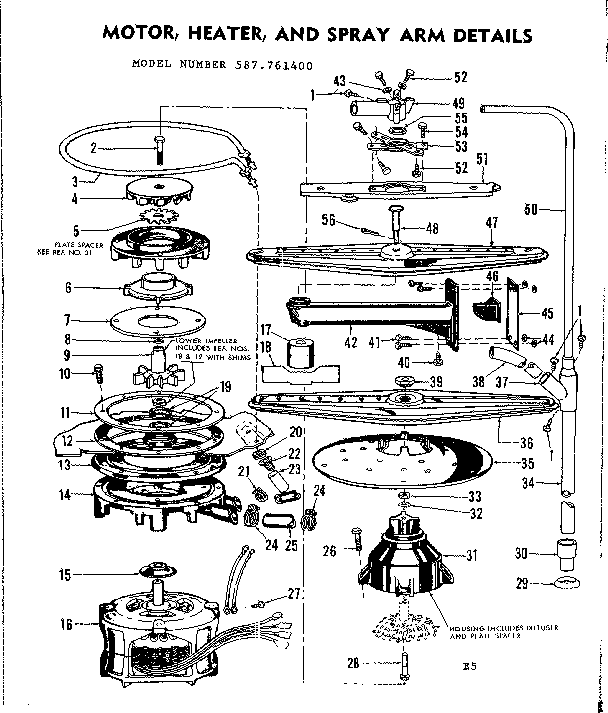 MOTOR, HEATER AND SPRAY ARM DETAILS