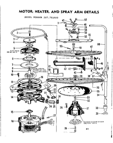 Motor, heater and spray arm details