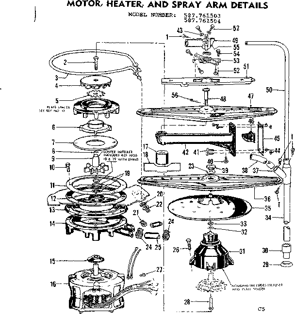 MOTOR, HEATER & SPRAY ARM DETAILS