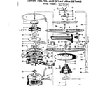 Kenmore 587761504 motor, heater & spray arm details diagram