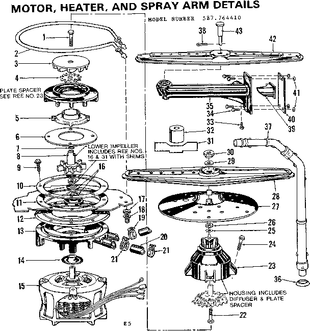 MOTOR, HEATER, AND SPRAY ARM DETAILS