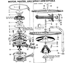 Kenmore 587764410 motor, heater, and spray arm details diagram