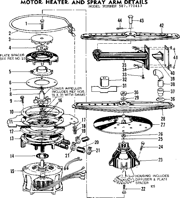 MOTOR, HEATER & SPRAY ARM DETAILS