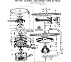 Kenmore 587770513 motor, heater, and spray arm details diagram