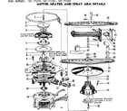 Kenmore 587771201 motor, heater, & spray arm details diagram