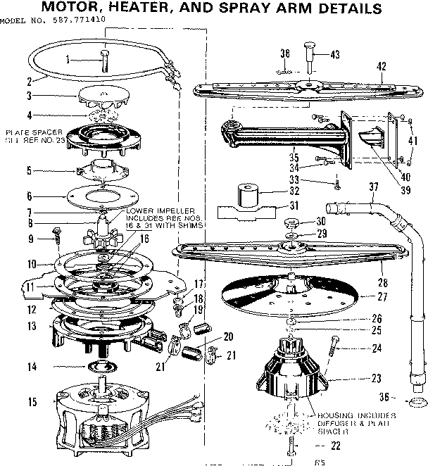 Motor/heater/spray arm details