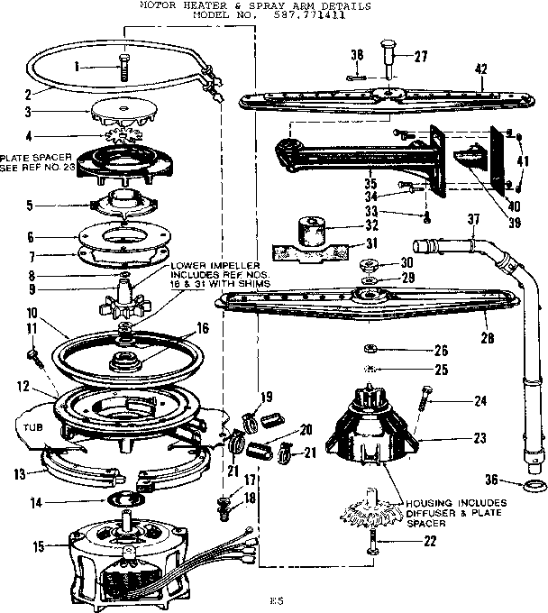 MOTOR HEATER & SPRAY ARM DETAILS