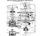 Kenmore 587771610 motor, heater and spray arm details diagram