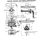 Kenmore 587772100 motor, heater, and spray arm details diagram