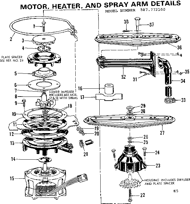 Motor, heater, and spray arm details