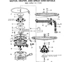 Kenmore 587772101 motor,heater,and spray arm details diagram